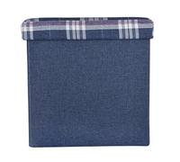 XSS Folding Check Pattern Storage Ottoman Cube With Foam Padded Lid 15" - Blue