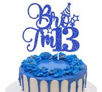 Xsstarmi 1 Pack 13th Birthday Cake Topper Star Glitter Bro I'm 13 Cheer to 13 Years Old Cake Pick for 13 Officially Teenager Kids Happy 13th Birthday Party Cake Decorations Supplies Blue