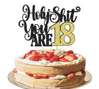 Xsstarmi 1 Pack 18th Birthday Cake Topper Glitter Holy You Are 18 Cake Pick Cheers to 18 Years Cake Decorations for 18 Fabulous Eighteen Happy 18th Birthday Party Supplies