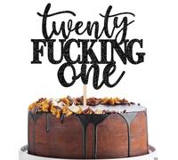 Xsstarmi 1 Pack 21st Birthday Cake Topper Glitter Twenty Fucking One Cake Pick for Fabulous 21 Legal AF Happy 21st Birthday Party Cake Decorations Supplies