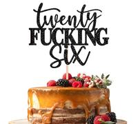 Xsstarmi 1 Pack 26th Birthday Cake Topper Glitter Twenty Fucking Six Cake Pick Decoration for Cheers to 26 Years 26 Fabulous Happy 26th Birthday Party Cake Decorations Supplies