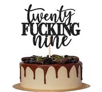 Xsstarmi 1 Pack 29th Birthday Cake Topper Glitter Twenty Fucking Nine Cake Pick Fabulous 29 Birthday Cake Decorations for Cheers to 29 Happy 29th Birthday Party Supplies