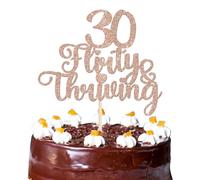 Xsstarmi 1 Pack 30 Flirty & Thriving Cake Topper Glitter Rose Gold Cheers to 30 Years 30 Fabulous Birthday Cake Pick Decoration for Happy 30th Birthday Anniversary Party Cake Decorations