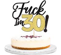 Xsstarmi 1 Pack 30th Birthday Cake Topper Funny Black Gold Glitter 30 & Fabulous Thirty Birthday Cake Pick for Cheers to 30 Years Old Birthday Anniversary Party Cake Decorations, UKXM524-30TH