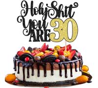 Xsstarmi 1 Pack 30th Birthday Cake Topper Glitter Holy You Are 30 Years Old Cake Pick for Cheers to 30 Fabulous Thirty Happy 30th Birthday Party Cake Decorations Supplies