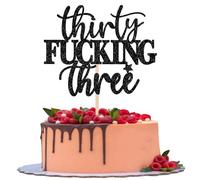 Xsstarmi 1 Pack 33th Birthday Cake Topper Glitter Thirty Fucking Three Cake Pick Cheers to 33 Years Old Cake Decorations for Fabulous 33 Happy 33th Birthday Party Supplies