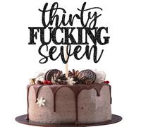 Xsstarmi 1 Pack 37th Birthday Cake Topper Glitter Thirty Fucking Seven Cake Pick Cheers to 37 Years Old Cake Decorations for Fabulous 37 Happy 37th Birthday Party Supplies