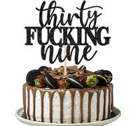 Xsstarmi 1 Pack 39th Birthday Cake Topper Glitter Thirty Fucking Nine Cake Pick for Cherrs to 39 Fabulous Happy 39th Birthday Party Cake Decorations Supplies