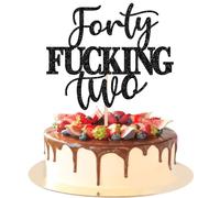 Xsstarmi 1 Pack 42th Birthday Cake Topper Glitter Forty Fucking Two Cake Pick Decoration for Cheers to 42 Fabulous Happy 42th Birthday Party Cake Decorations Supplies