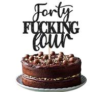 Xsstarmi 1 Pack 44th Birthday Cake Topper Glitter Forty Fucking Four Cake Pick for Cheers to 44 Fabulous Happy 44th Birthday Party Cake Decorations Supplies
