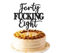 Xsstarmi 1 Pack 48th Birthday Cake Topper Glitter Forty Fucking Eight Cake Pick Cheers to 48 Years Old Cake Decorations for Fabulous 48 Happy 41th Birthday Party Supplies