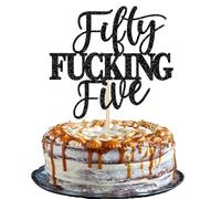 Xsstarmi 1 Pack 55th Birthday Cake Topper Glitter Fifty Fucking Five Cake Pick for Cheers to 55 Fabulous Happy 55th Birthday Party Cake Decorations Supplies