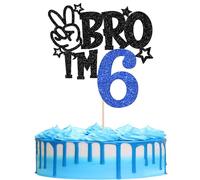 Xsstarmi 1 Pack 6th Birthday Cake Topper Star Glitter Yes Bro I'm 6 Fabulous Cake Pick Cheers to 6 Years Cake Decorations for Happy 6th Birthday Party Cake Decorations Blue