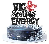 Xsstarmi 1 Pack Big Energy Scorpio Cake Topper Glitter Black 12 Constellation Scorpio Cake Pick Decoration for October November Birthday Horoscope Astrology Birthday Party Cake Decorations Supplies