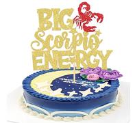 Xsstarmi 1 Pack Big Energy Scorpio Cake Topper Glitter Gold 12 Constellation Scorpio Cake Pick Decoration for October November Birthday Horoscope Astrology Birthday Party Cake Decorations Supplies