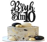 Xsstarmi 1 Pack Bruh I'm 10 Cake Topper Black Star Glitter Oh Yeah It's My 10 Birthday Cake Pick Dude Bro I'm 10 Fabulous Cake Decorations for Cheers to 10 Years Happy 10th Birthday Party Supplies