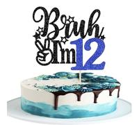 Xsstarmi 1 Pack Bruh I'm 12 Cake Topper Star Glitter Oh Yeah It's My 12 Birthday Cake Pick Dude Bro I'm 12 Fabulous Cake Decorations for Cheers to 12 Years Happy 12th Birthday Party Cake Decoration