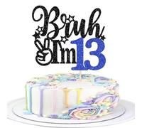 Xsstarmi 1 Pack Bruh I'm 13 Cake Topper Star Glitter Oh Yeah It's My 13 Birthday Cake Pick Dude Bro I'm 13 Fabulous Cake Decorations for Cheers to 13 Years Happy 13th Birthday Party Cake Decoration