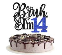 Xsstarmi 1 Pack Bruh I'm 14 Cake Topper Star Glitter Oh Yeah It's My 14 Birthday Cake Pick Dude Bro I'm 14 Fabulous Cake Decorations for Cheers to 14 Years Happy 14th Birthday Party Cake Decoration