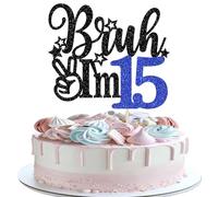 Xsstarmi 1 Pack Bruh I'm 15 Cake Topper Star Glitter Oh Yeah It's My 15 Birthday Cake Pick Dude Bro I'm 15 Fabulous Cake Decorations for Cheers to 15 Years Happy 15th Birthday Party Cake Decoration