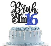 Xsstarmi 1 Pack Bruh I'm 16 Cake Topper Star Glitter Oh Yeah It's My 16 Birthday Cake Pick Dude Bro I'm 16 Fabulous Cake Decorations for Cheers to 16 Years Happy 16th Birthday Party Cake Decoration