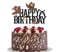 Xsstarmi 1 Pack Cowboy Happy Birthday Cake Topper Cowboy Hats Boots Baby Shower Cake Pick Western Birthday Cake Decorations for Boys Men Cowboy Themed Birthday Party Decorations Supplies
