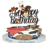 Xsstarmi 1 Pack Cowboy Happy Birthday Cake Topper Gun Western Cowboy Cake Pick for Baby Shower Birthday Party Cake Decorations Supplies