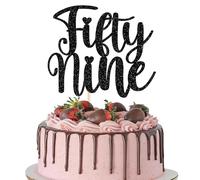 Xsstarmi 1 Pack Fifty Nine Birthday Cake Topper 59th Birthday Cake Topper Black 59 Birthday Decorations for Men Women Wedding Anniversary Birthday Party Cake Decorations