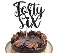 Xsstarmi 1 Pack Forty Six Birthday Cake Topper 46th Birthday Cake Topper Black 46 Birthday Decorations for Women Men Wedding Anniversary Birthday Party Cake Decorations