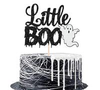 Xsstarmi 1 Pack Ghost Little Boo Halloween Cake Topper Glitter Spooky Little Boo Cake Pick Happy Boo Day Cake Decoration for Halloween Little Boo Theme Baby Shower Kids Birthday Party Decorations