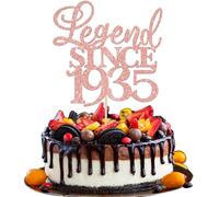 Xsstarmi 1 Pack Glitter Legend Since 1935 Cake Topper Ninety Cheers to 90 Years Old Cake Pick for Funny 90 Happy 90th Birthday Wedding Anniversary Party Cake Decorations Rose Gold