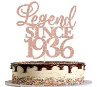 Xsstarmi 1 Pack Glitter Legend Since 1936 Cake Topper Ninety Cheers to 90 Years Old Cake Pick for Funny 90 Happy 90th Birthday Wedding Anniversary Party Cake Decorations Rose Gold