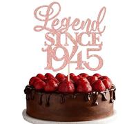 Xsstarmi 1 Pack Glitter Legend Since 1945 Cake Topper Eighty Cheers to 80 Years Old Cake Pick for Funny 80 Happy 80th Birthday Wedding Anniversary Party Cake Decorations Rose Gold
