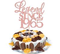 Xsstarmi 1 Pack Glitter Legend Since 1965 Cake Topper Sixty Cheers to 60 Years Old Cake Pick for Funny 60 Happy 60th Birthday Wedding Anniversary Party Cake Decorations Rose Gold