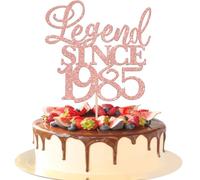 Xsstarmi 1 Pack Glitter Legend Since 1985 Cake Topper Forty Cheers to 40 Years Old Cake Pick for Funny 40 Happy 40th Birthday Wedding Anniversary Party Cake Decorations Rose Gold