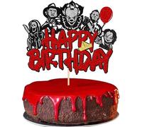 Xsstarmi 1 Pack Halloween Horror Happy Birthday Cake Topper Black Glitter Have a Killer Themed Cake Pick for Horror Classic Movie Theme Birthday Halloween Party Cake Decorations Supplies