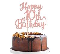 Xsstarmi 1 Pack Happy 10th Birthday Cake Topper Star Glitter Cheers to 80 Years Fabulous Cake Pick for Number 10 Theme Celebrating Party Cake Decorations Supplies Rose Gold