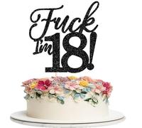 Xsstarmi 1 Pack Happy 18th Birthday Cake Topper Black Glitter Hello 18 Fabulous Funny Birthday Cake Pick for Cheers to 18 Anniversary Celebration Party Cake Decorations Supplies