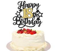 Xsstarmi 1 Pack Happy 18th Birthday Cake Topper Star Glitter Cheers to 18 Years Cake Pick Eighteen Fabulous 18 Cake Decorations for Sweet 18 Boys Girls Teenagers Happy 18th Birthday Party Supplies