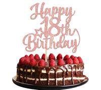 Xsstarmi 1 Pack Happy 18th Birthday Cake Topper Star Glitter Cheers to 80 Years Fabulous Cake Pick for Number 18 Theme Party Cake Decorations Supplies Rose Gold