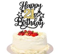 Xsstarmi 1 Pack Happy 21st Birthday Cake Topper Star Glitter Cheers to 21 Years Cake Pick Twenty One Fabulous 21 Legal Cake Decorations for Hello 21 Boys Girls Happy 21st Birthday Party Supplies
