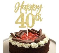 Xsstarmi 1 Pack Happy 40th Birthday Cake Topper Glitter Hello 40 Fabulous Cake Pick Cheers to 40 Birthday Cake Decorations for Boys Girls Happy 40th Birthday Anniversary Party Supplies Gold