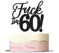 Xsstarmi 1 Pack Happy 60th Birthday Cake Topper Black Glitter Hello 60 Fabulous Funny Birthday Cake Pick for Cheers to 60 Anniversary Celebration Party Cake Decorations Supplies