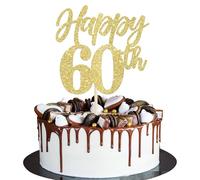 Xsstarmi 1 Pack Happy 60th Birthday Cake Topper Glitter Hello 60 Fabulous Cake Pick Cheers to 60 Birthday Cake Decorations for Boys Girls Happy 60th Birthday Anniversary Party Supplies Gold