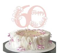 Xsstarmi 1 Pack Happy 60th Birthday Cake Topper Mirror Rose Gold 60 Cake Pick Cheers to 60 Birthday Cake Decorations for Happy 60th Wedding Anniversary Party Cake Decoration