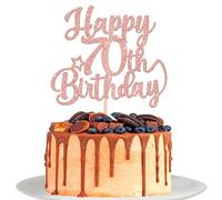 Xsstarmi 1 Pack Happy 70th Birthday Cake Topper Star Glitter Cheers to 80 Years Fabulous Cake Pick for Number 70 Theme Party Cake Decorations Supplies Rose Gold