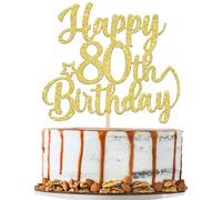 Xsstarmi 1 Pack Happy 80th Birthday Cake Topper Star Glitter Gold Fabulous 80 Birthday Cheers to 80 Years Old Cake Pick Decoration for 80th Birthday Theme Celebrating Party Cake Decorations Supplies