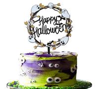 Xsstarmi 1 Pack Happy Halloween Cake Topper - 1 Pcs Acrylic Ghost Skull Bats - Halloween Party Decorations