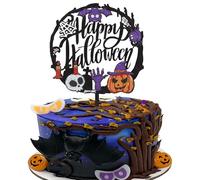Xsstarmi 1 Pack Happy Halloween Cake Topper Acrylic Happy Halloween Cupcake Topper Ghost Witch Pumpkin Cake Pick for Halloween Theme Baby Shower Party Cake Decorations