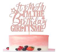 Xsstarmi 1 Pack I'm the Birthday Girl Cake Topper Star Glitter Hi It's Me It's She Birthday Cake Pick for Birthday Girl Theme Baby Shower Birthday Party Cake Decorations Supplies Rose Gold
